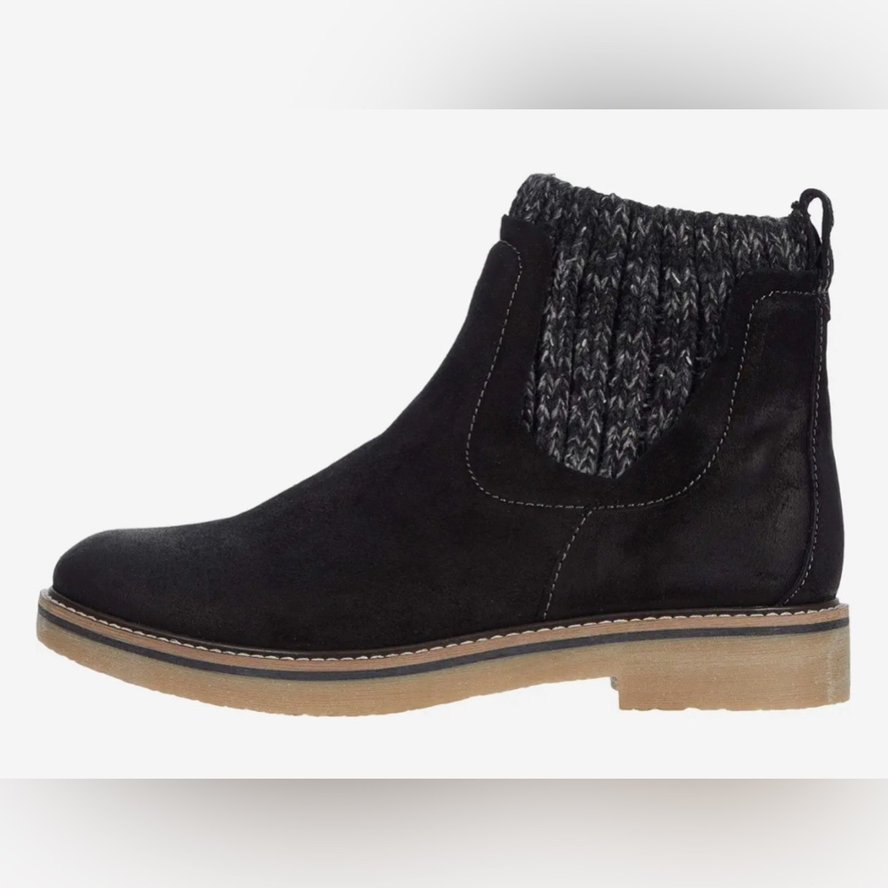 Comfortiva Black Ankle Boots with Knit Detail